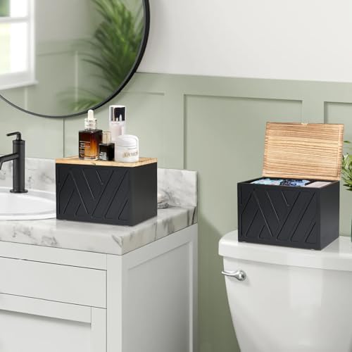Jorkol 2 PCS White Tampon Holder for Bathroom Decor, Feminine Product Organizer with Lid, Shark Week Tampon Storage, Wood Pad and Tampon Organizer for Toilet Organizer, Bathroom Accessories Box - Image 2