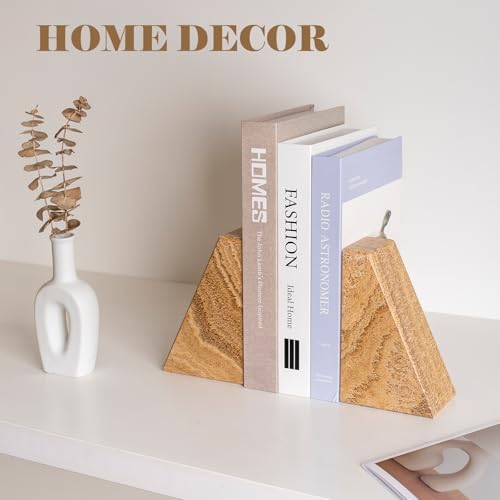 Karibiber Marble Bookends for Heavy Books, Decorative Book Ends for Shelves, Unique Marble Stone Durable and Heavy Book Ends for Hardback Books & CDS, Book Stopper/Holder, Set of 2(Moca Jade) - Image 5