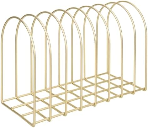 MyGift Brass Metal Wire File Desk Organizer Binder Holder with 8 Wide Slots - Image 7