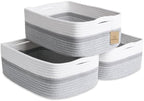 Woven Rope Baskets for Organizing, 3 Pack, 15.5 x 11 x 5.5" Storage Bins by NaturalCozy