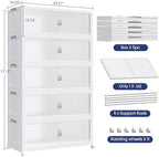 1600QT Extra Large Stackable Storage Bins with Lid, 400Gal Plastic Closet Organizers and Storage Drawer, Collapsible Cabinet Box with Wheels Clear Doors for Home Kitchen Office, 5Pack White - Image 2