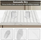 2 PCS Extra Large Stone Dish Drying Mat for Kitchen Counter, Foldable Quick Drying Dish Mats, Super Absorbent Drying Pad, Kitchen Counter Mats for Cups, Dishes, Bottles (White Marble 28"×16" & 8"x4") - Image 2