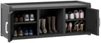 2-Tier Storage Bench, Waterproof UV-Resistant Outdoor Shoe Storage Cabinet with 2 Doors & Adjustable Shelves for Indoor Outdoor Entryway, Hallway, Living Room(Black) by NBYSGO