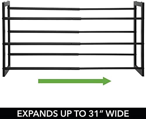 mDesign Metal 3 Tier Adjustable/Expandable Shoe and Boot Storage Organizer Rack - Space-Saving, Angled Vertical Storage - Closet, Entryway, Mudroom, Bedroom, Garage - Black - Image 6