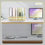 SUPEASY Desk Organizers Metal Desk Magazine File Holder with 5 Vertical Compartments Rack File Organizer for Office Desktop, Home Workspace, Gold Plus - Image 5