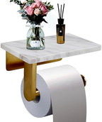 Toilet Paper Holder with Natural Marble Shelf for Bathroom Washroom,Wall Mounted Tissue Holder Suitable for Mega Roll (Brushed Gold, Small 6.7 * 4.3 in) by Nodafuer