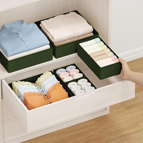 DIMJ Drawer Organizer Clothes, 15 Pack Dresser Organizer, Foldable Closet Organizers and Storage, Fabric Dresser Bins, Drawer Dividers for Nursery, Baby Clothes, Underwears, Sock (Green) - Image 4