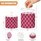 Checkered Hot Pink Qtip Holder Waterproof Dustproof Apothecary Jars with Lids For Bathroom Cotton Swabs Makeup Sponges Floss Picks Bath Salts 2 Pack - Image 3