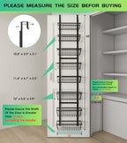 Mefirt 12 Inch Wide Narrow Over The Door Pantry Organizer Black 8-Tier - Image 2