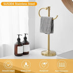 BESy Stand Hand Towel Holder, Countertop Towel Bar, Brushed Gold - Image 5