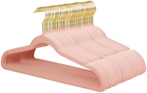 ManGotree Velvet Coat Hangers with 360° Swivel Gold Hook 48 Pack Light Pink by ManGotree