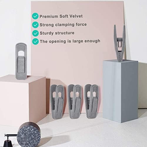 TOFIIGREM Grey Velvet Hanger Clips - 60 PCS Velvet Hanger Clip, Strong Velvet Clips Fit for Velvet Hangers - Image 5