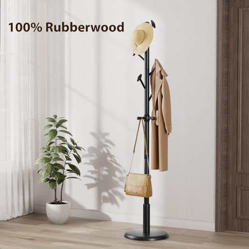 Taitiy Solid Wooden Coat Rack Stand Freestanding Hall Tree with 10 Hooks - Image 6