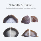 Natural Agate Geode Bookends - 4 to 5 lb Heavy Duty Rock Crystal Stone Book Ends for Shelves, with Rubber Bumpers, Decorative Book Holders for Home Office - Image 5