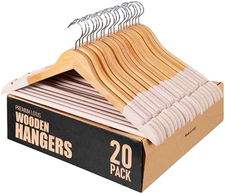 Wooden Hangers, 20 Pack, Non-Slip Velvet for Pants, Coats by Unknown