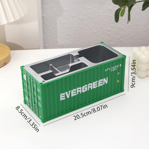 Desk Organizer Office Supplies Multi-function Shipping Container Storage Box Pen/Pencil,Business Name Cards Remote Control Holder Gray, Pen and Pencil Shipping Container Style Holders (Prasinous) - Image 4