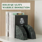 Karibiber Marble Bookend for Shelves, Non-Skid Bookends for Heavy Books, Heavy Duty Book Stopper for CDs, Luxury Book Shelf Holder, Quarter Circle Design Book Ends Decorative, Indian Green, Set of 2 - Image 4