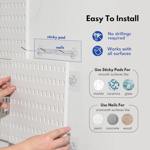 Keepo Peg Board Wall Organizer – Plastic Pegboard Panels, Modular Peg Board Storage System for Home Office, Craft Room, Gaming Setup (Tan Brown, 22″×22″) - Image 6