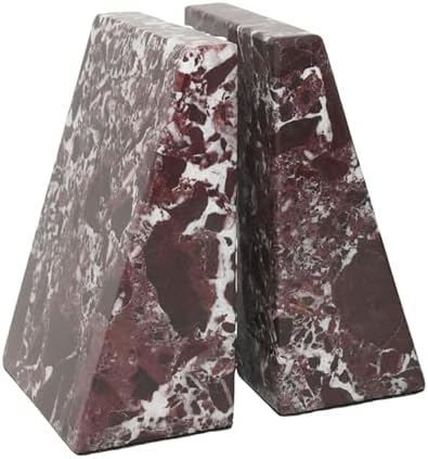 Natural Marble Bookends for Shelves,Office bookends for Heavy Books. Unique Brown Book Ends, Set of 2,Heavy Duty (Floral) by NAVISSORY