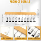 Novabright 4 Pcs Closet Organizers with 10 Clips Hat Pants Scarf Socks Hangers Wood Space Saving Rotating Hanging Hangers Clothespins with Padded Clips for Leggings Bra Tie Belt Jeans Skirt (Wood) - Image 2