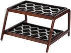 Anji Mountain Heavy Duty Waterproof Wooden Shoe Storage Mat Organizer/Boot Storage Tray Multi Use for Entryway with Coir, Black and Ivory Diamond Insert, 2 Tier, Fits 4 Pair (26.5" Wide) by AnjiMountain