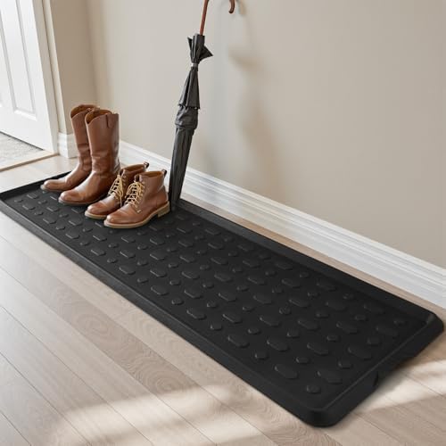 tchdio Durable Rubber Boot Tray and Shoe Mat for Entryway - Heavy Duty Waterproof Shoe Tray Organizer, Non Slip Boot Trays for Front Door, Entryway Muddy Shoes Storage, 16x48 Inches by Tchdio