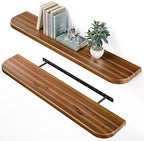 BATODA Floating Shelves for Wall, 36" Set of 2, Round Edge, Walnut Color by BATODA