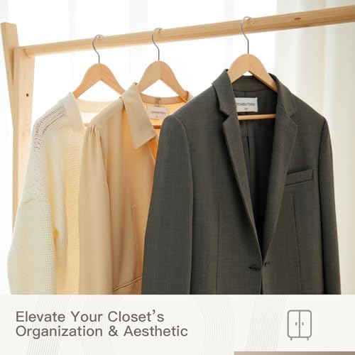 Wooden Hangers 30 Pack,Heavy Duty Solid Wooden Clothes Hangers with Pant Bar,360-Degree Rotatable Hook,Durable & Slim Wood Hangers for Coats,Jackets,Dress,Pants(Natural) - Image 6