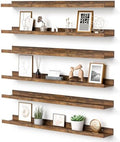upsimples Floating Shelves for Wall Decor and Storage, Brown, 6Pcs 35.5'' by upsimples