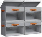 Homsorout Large Storage Bins with Lids - 4 Pack Foldable Decorative Organizers with Clear Windows & Handles, Cube Storage Organizers for Clothes, Blankets, Sweaters, Sheets, Grey by Homsorout
