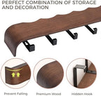 Coat Rack Wall Mount with Shelf Entryway Shelf Modern Key Holder Hanger Wall Shelves with Hidden Hooks for Hanging Towels Coats Hats Bags for Hallway Bathroom Bedroom(Wavy Walnut Color, 5 Hooks) - Image 5