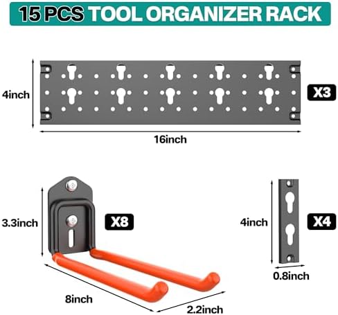EVERHANGER Garage Tool Storage Organizer, Wall Mount Garden Tool Rack - Image 2