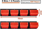 Wallmaster 8-Bin Storage Bins Garage Rack System 2-Tier Orange Tool Organizers Cube Baskets Wall Mount Organizations (Orange) (Pack of 2) - Image 2