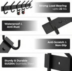 Coat Rack Wall Mount – 17 Inch Stainless Steel Hook Rail with 6 Double Coat Hooks for Hanging – Wall Mounted Entryway Organizer for Coats, Hats, Bags, Towels, Robes, Closet or Bathroom - Black 4 Pack - Image 3