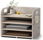 Fluxynara 4-Tier Felt File Organizer with Carry Handles, Linen Dune by FLUXYNARA