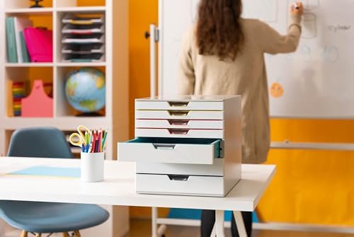 Durable, Varicolor Drawer Organizer, 7 Color Coded Drawers, White - Image 6