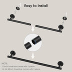FORIOUS Towel Bar Towel Racks for Bathroom Wall 24" 2 Pack Matte Black - Image 3