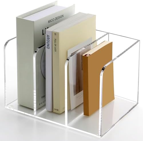 Acrylic Desk File Organizer, 3-Section Vertical File Folder Rack,Clear by AcrylicBusinessCardHold