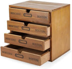 Flexzion Wooden Storage Box with 4 Drawers, Vintage Desktop Organizer by Flexzion