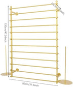 Ribbon Storage Organizer, Wall Mounted Ribbon Organizer, 12-Tier Metal Gift Wrapping Paper Rack, Spool Tie Scarf Hijab Belt Towel Hanger, for Home, Craft Room, Flower Shop, Gold, 31.5in Wide - Image 2