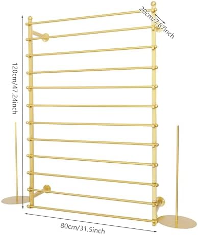 Ribbon Storage Organizer, Wall Mounted Ribbon Organizer, 12-Tier Metal Gift Wrapping Paper Rack, Spool Tie Scarf Hijab Belt Towel Hanger, for Home, Craft Room, Flower Shop, Gold, 31.5in Wide - Image 2