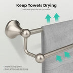 Antique Bathroom Double-Towel Bar Brushed Nickel, 24 Inch Towel Racks for Bathroom Wall Mounted,Bathroom Accessories Towel Holder,Bathroom TwoTowel Rod Hanger - Image 5