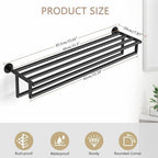 Double Towel Racks for Bathroom, 32Inch Double Towel Bar with Shelf, Towel Tack with Shelf, Wall Mount Towel Holder, Stainless Steel Towel Rod(Matte Black) - Image 6