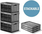 CleverMade Collapsible Storage Bins, 62L 3 Pack, 100 lb Stackable, Stone - Image 6