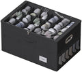 Shoe Organizer for Closet, Shoe Box Storage Containers Fit 18 Pairs Foldable Shoe Storage Bins with Clear Cover & Adjustable Dividers for Shoes Blankets Linen Clothing (Black, (24.4*16.5*12.9)x1) by FHSQX