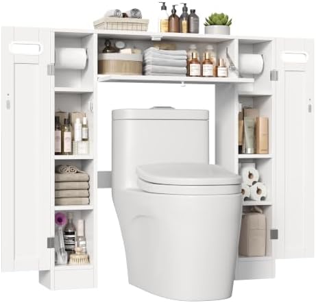Keyluv Short Over the Toilet Storage Cabinet with Doors for Small Bathrooms by KeyluvHome