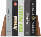 TILISMA Book Ends for Shelves - Handmade Wooden Bookends with Metal Base, Walnut Tree - Sturdy Book Holders for Heavy Books - Fancy Modern Decorative Book Accessories to Hold Books Firmly on Bookshelf - Image 2
