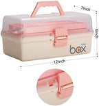 Kinsorcai 12'' Three-Layer Clear Plastic Storage Box/Tool Box, Multipurpose Organizer and Portable Handled Storage Case for Art Craft and Cosmetic (White) - Image 2