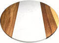 13" Marble & Wood Lazy Susan, Rotating Stone Tabletop Tray by chicapica