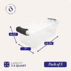 HOMZ Clear Plastic Storage Bins w/Latching Lid, 7.5 Qt, Gray Latch, 5 Pack - Image 4